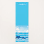 walvissen en golven Ocean Blue op maat Yogamat (Voorkant)