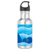 Walvissen en golven Ocean Blue Waterfles (Voorkant)