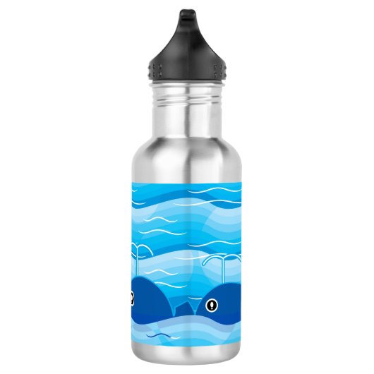 Walvissen en golven Ocean Blue Waterfles (Rechts)