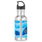 Walvissen en golven Ocean Blue Waterfles (Achterkant)
