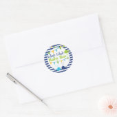 Walvissen Het is een jongen Baby aankondiging Navy Ronde Sticker (Envelop)