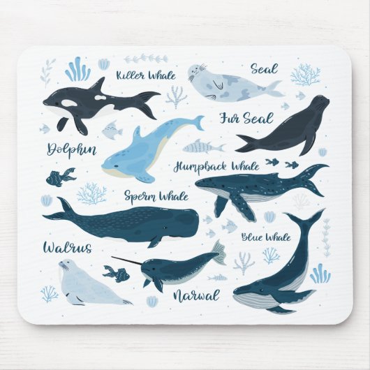 Walvissen & Marine Life Oceaan Grafisch ontwerp Muismat (Voorkant)