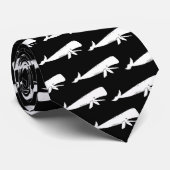 Walvissen met witte sperma tegen een zwarte achter stropdas (Opgerold)