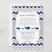 Walvissen Navy Grey baby bestrooi uitnodiging (Voorkant)