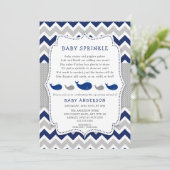 Walvissen Navy Grey baby bestrooi uitnodiging (Staand voorkant)