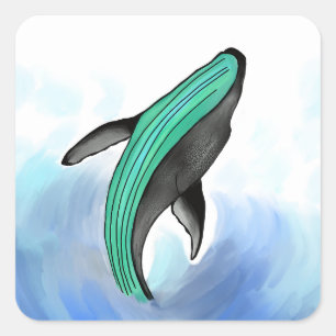 Walvissen oceaan zee blauwe liefde sticker kunst