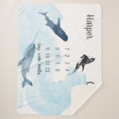 Walvissen Ocean Twins Milestone Sherpa Blanket Deken (Voorkant)