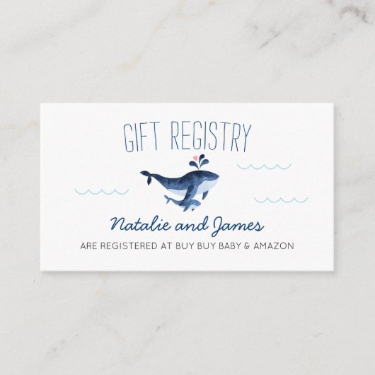 Walvissen onder het Baby shower Zee Cadeauregister Informatiekaartje (Voorkant)