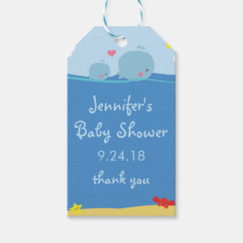 Walvissen onder het Zee Baby shower Dank u Label Cadeaulabel
