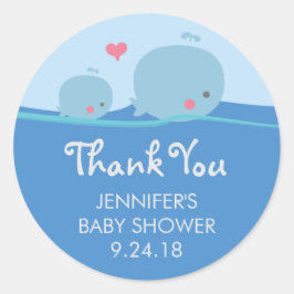 Walvissen onder het Zee Baby shower Dank u Sticker