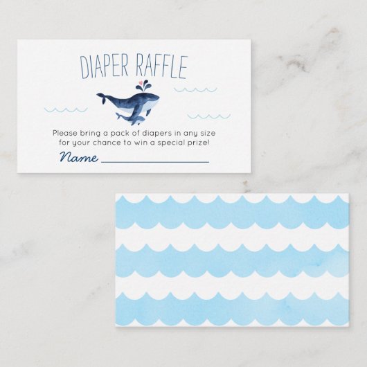 Walvissen onder het Zee Baby shower met luierspoel Informatiekaartje (Voorkant / Achterkant)