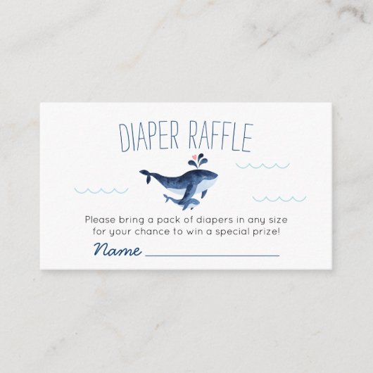 Walvissen onder het Zee Baby shower met luierspoel Informatiekaartje (Voorkant)