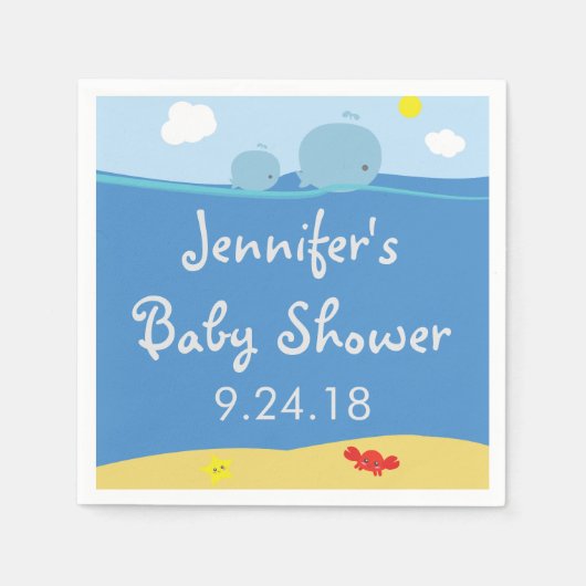 Walvissen onder het Zee Baby shower servetten (Voorkant)