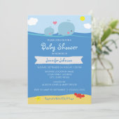 Walvissen onder het Zee Baby shower / Sprinkle Inv Kaart (Staand voorkant)