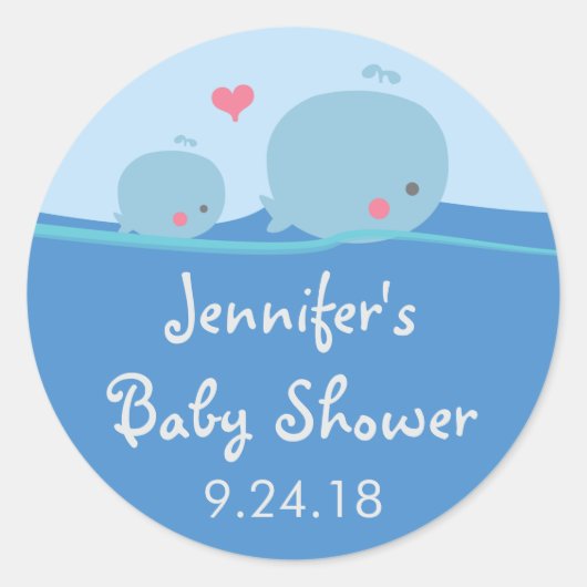 Walvissen Onder het Zee Baby shower Sticker (Voorkant)
