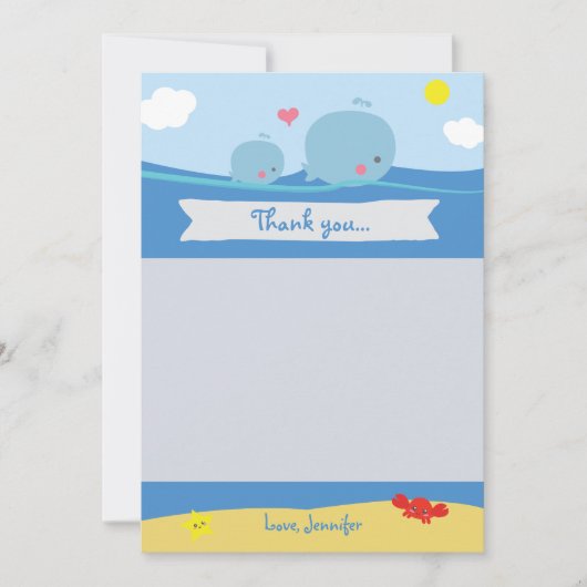 Walvissen onder het Zee Douche Dank je Kaart (Voorkant)