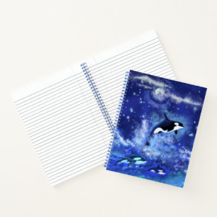 Walvissen op Blue Full Moon Notitieboek