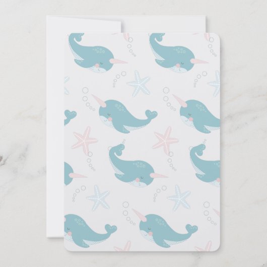 Walvissen op Waves Gender Reopenbaart uitnodiging (Achterkant)