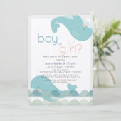 Walvissen op Waves Gender Reopenbaart uitnodiging (Staand voorkant)