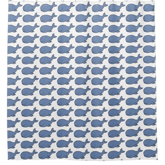 Walvissen schattig blauw douchegordijn (Voorkant)