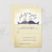 walvissen schattige strand bruiloft RSVP kaart (Voorkant / Achterkant)