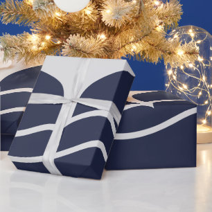 Walvissen Staart Nautische Marine en Grijs Cadeaupapier