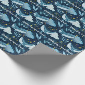 Walvissen Surf Kosmische golven Blauw Constellatie Cadeaupapier (Hoek)