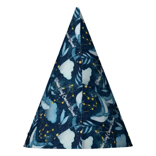 Walvissen Surf Kosmische golven Blauw Constellatie Feesthoedjes (Achterkant)