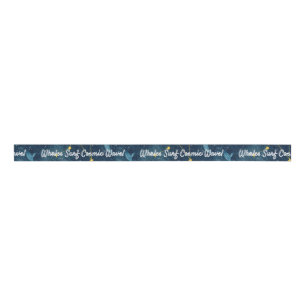 Walvissen Surf Kosmische golven Blauw Constellatie Grosgrain Lint