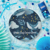 Walvissen Surf Kosmische golven Blauw Constellatie Papieren Bordje (Feest)