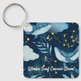 Walvissen Surf Kosmische golven Blauw Constellatie Sleutelhanger