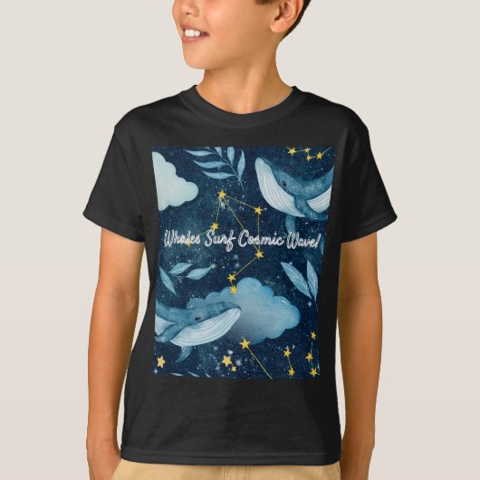 Walvissen Surf Kosmische golven Blauw Constellatie T-shirt (Voorkant)