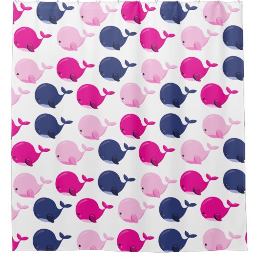 Walvissen, walvispatronen, Zeeen Douchegordijn (Voorkant)