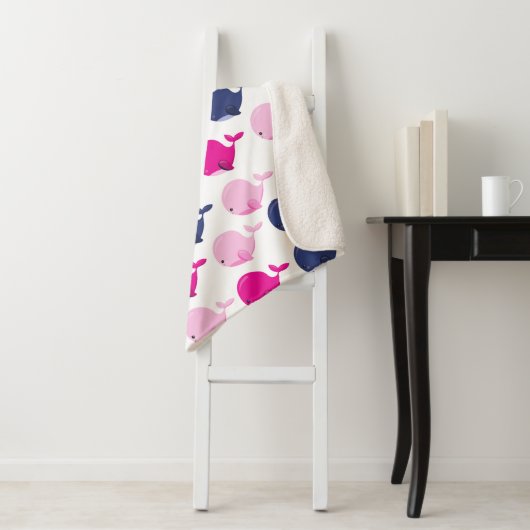 Walvissen, walvispatronen, Zeeen Sherpa Deken (In situ)