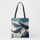 walvissen Zee Oceaan Kustgebied Surf Nova Scotia V Tote Bag (Voorkant)