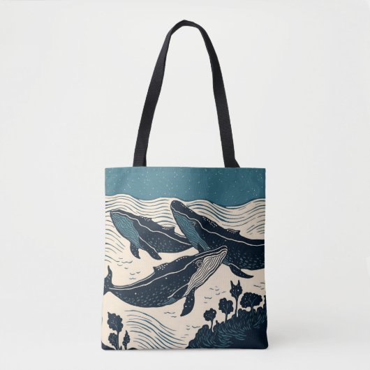 walvissen Zee Oceaan Kustgebied Surf Nova Scotia V Tote Bag (Voorkant)