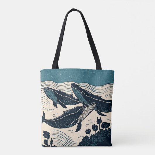 walvissen Zee Oceaan Kustgebied Surf Nova Scotia V Tote Bag (Achterkant)