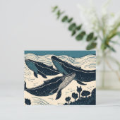 Walvissen Zee Oceaan Nova Scotia Reizen Kamperen Briefkaart (Staand voorkant)