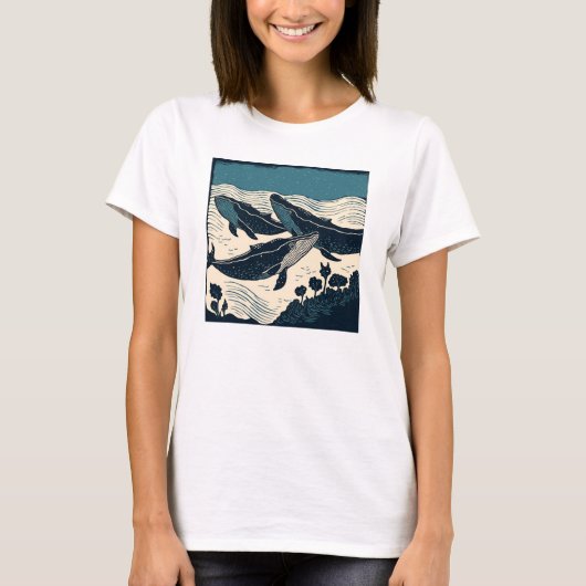 Walvissen Zee Ocean Bay of Fundy, Nova Scotia Cust T-shirt (Voorkant)