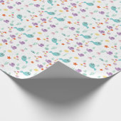 walvissen Zee Paarse roze turquoise Cadeaupapier (Hoek)