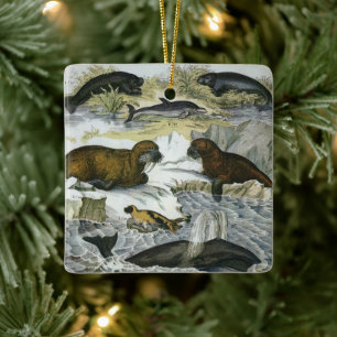  walvissen, zeehonden en walrussen, zeedieren keramisch ornament