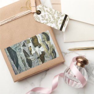 walvissen, zeehonden en walrussen, zeedieren rechthoekige sticker