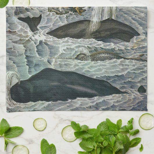  walvissen, zeehonden en walrussen, zeedieren theedoek (Gevouwen)