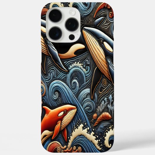 Walvissen zwemmen door levendige oceaangolven Case-Mate iPhone case (Achterkant)