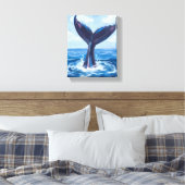 Walvisspotten | Blauw Waterverf Oceaan Canvas Afdruk (Insitu (Slaapkamer))