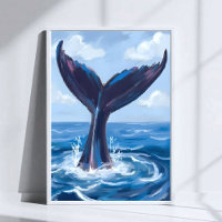 Walvisspotten | Blauwe Oceaanaquarel