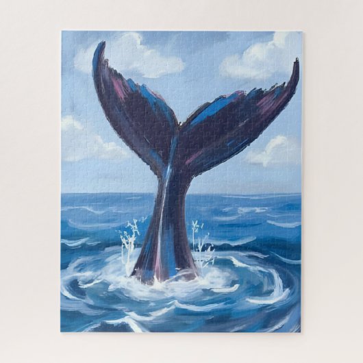 Walvisspotten | Waterverf Blauw Oceaan Legpuzzel (Verticaal)