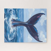 Walvisspotten | Waterverf Blauw Oceaan Legpuzzel (Horizontaal)