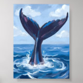 walvisspotten | Waterverf van de blauwe oceaan Poster (Voorkant)