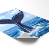 walvisspotten | Waterverf van de blauwe oceaan Poster (Hoek)
